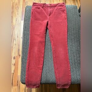 Pilcro Coral Red Skinny Pants Corduroy Cords Jeggings Stretch